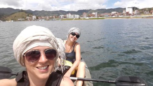 Moi et Laeticia faisant du Kayak sur le lac Penol